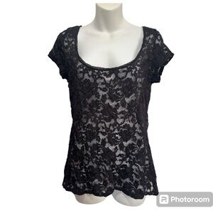 White House Black Market Black lace top. Size medium